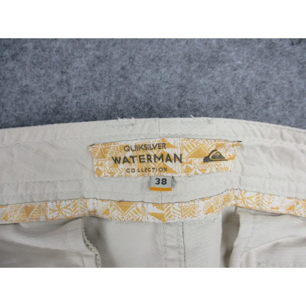 Quiksilver Shorts Mens 38 Beige Cargo Waterman Outdoor Zip Pockets 8